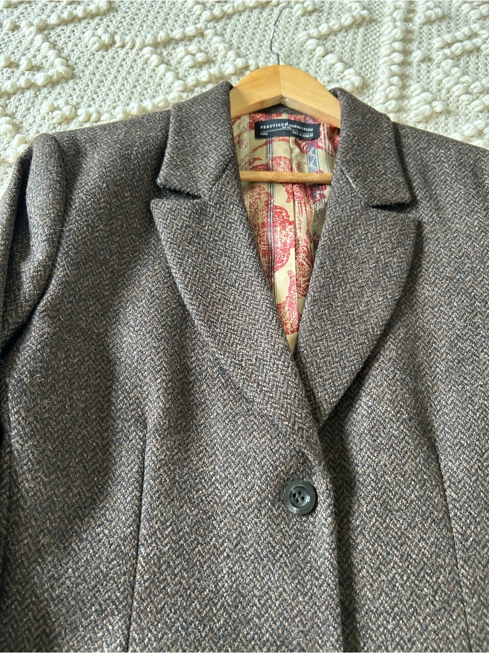 Peruvian Connection Brown Herringbone Wool/Alpaca Blazer - Picture 9 of 11